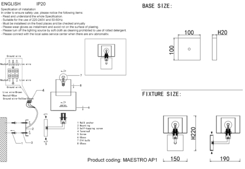 Настенный светильник Crystal Lux MAESTRO AP1 CHROME