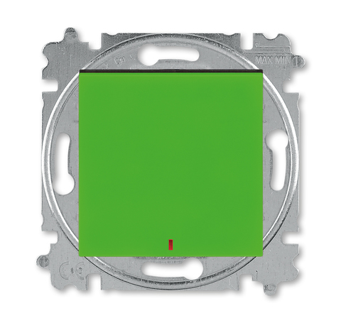 Выключатель/переключатель одноклавишный с контрольной подсветкой LED красного цвета на 2 направления(проходной). Цвет Зелёный / дымчатый чёрный. ABB. Levit(Левит). 2CHH592545A6067