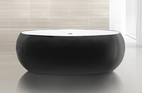 BelBagno BB18-NERO/BIA Отдельностоящая, овальная акриловая ванна, черный 1800x900x590