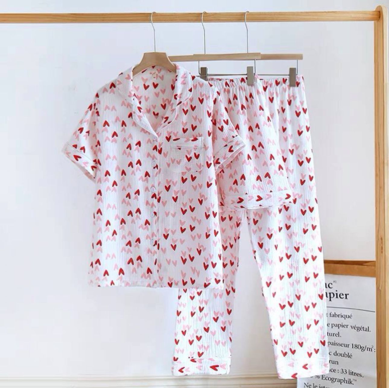 Домашняя одежда ZEPHYR HOME Муслин красно-розовые сердца тройка XL