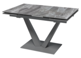 Стол "МАЛИБУ" 120-180, керамика Italian Light Grey глянцевый, R-6, опоры черный муар