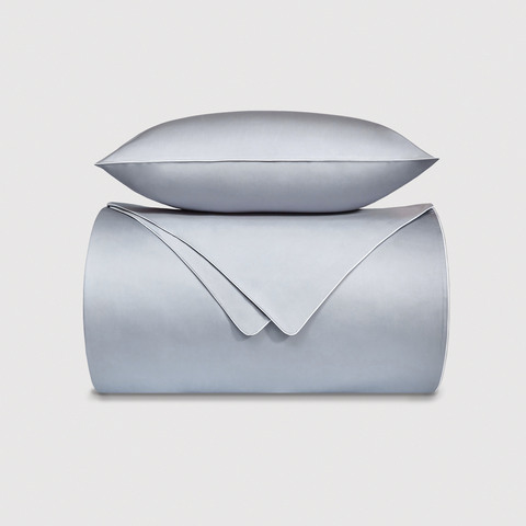 Постельное белье 2 спальное евро макси Сlaire&Caroll Lune серое с белым кантом