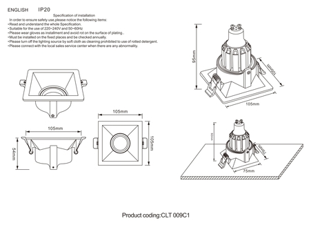 Встраиваемый светильник Crystal Lux CLT 009C1 BL