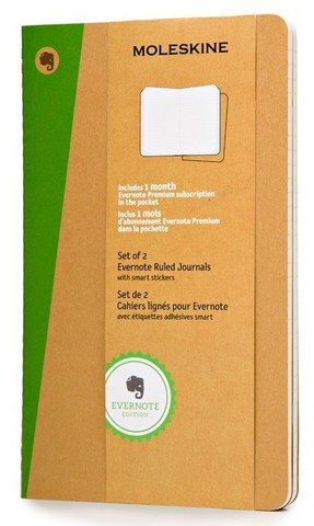 Набор 2 блокнота Moleskine Evernote Large, цвет бежевый, в линейку