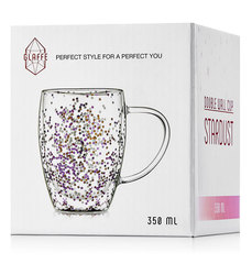 Кружка с двойными стенками со звездочками внутри 350 мл, стеклянная Stardust Glaffe