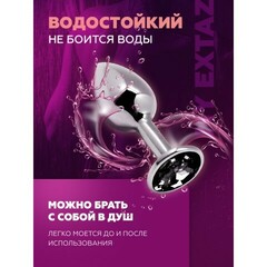 Анальная пробка маленькая Alive Anal Pleasure, металл с серым кристаллом L: 9х4,1 см