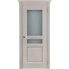 Купить Межкомнатная дверь массив дуба Виктория эмаль слоновая кость остеклённая
