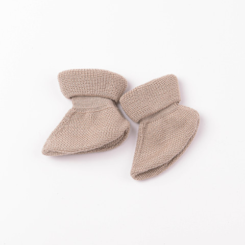 Knitted baby booties 0+, Light Cream