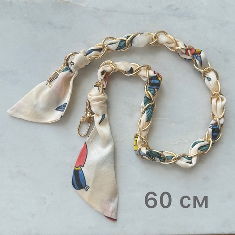 Ручка из цепочки(золото) с платком S-27(60см)