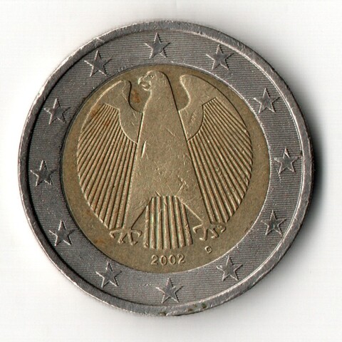 2 евро 2002 год Германия Федеральный орел VF