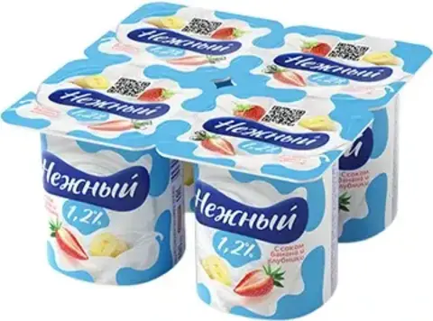 Йогуртный продукт Нежный 1,2% 100г с соком клубники, шт