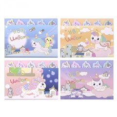 
          Набор блоков для записей с клеевым краем, Alingar, 1 шт - 80*115 мм, 5 шт - 25*60 мм, 2 шт - 35*60 мм, по 15 л., "Единорожки", европодвес