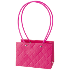 Сумка для цветов, Мастхэв, с тиснением, Фуксия, 18*12*10 см (Д*В*Ш), 1 шт.