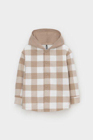 рубашка  для мальчика  КР 302681/темно-бежевый,клетка виши к534