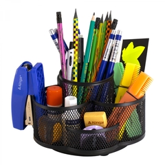 
          Подставка-органайзер д/канцтоваров, Alingar, металлическая, 17 см * 10,8 см*18 см, черная, 7 отделений, форма цветка, вращается