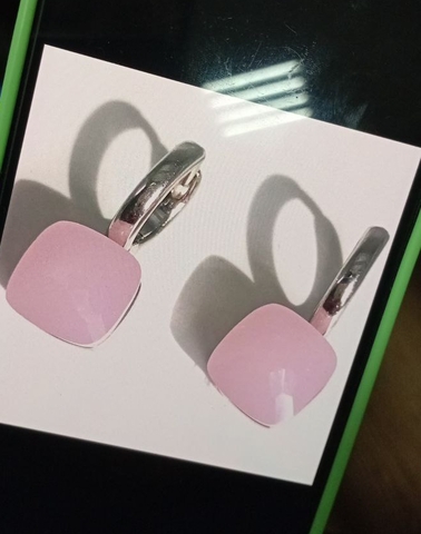 33350- Серьги Caramel из серебра с матовым, розовым кварцем и позолотой