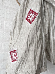 Шарф льняной комбинированный с вышивкой 