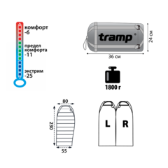 Спальный мешок Tramp Oimyakon T-Loft