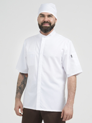Белая мужская рубашка-китель "Мир" для повара и кондитера NVDesign