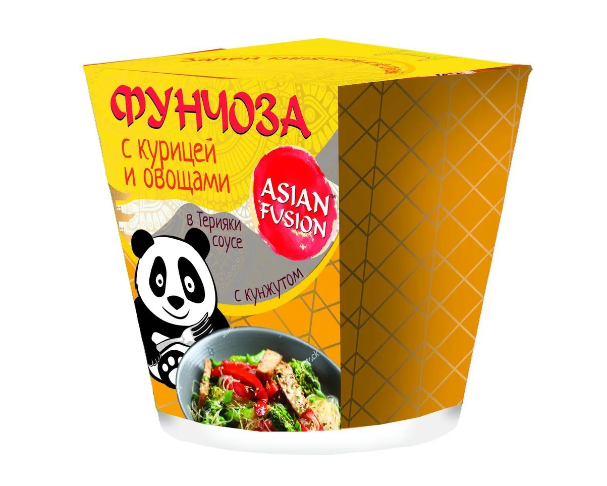 Фунчоза с курицей и овощами в соусе Терияки с кунжутом АЗИЯ FUSION 68г