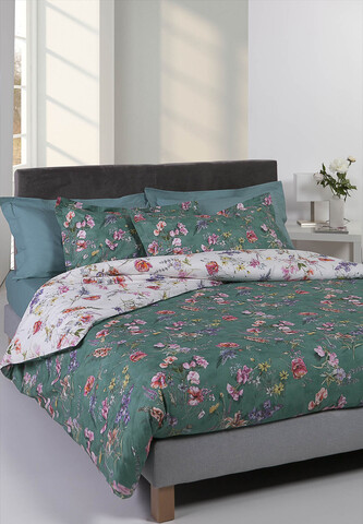 Постельное белье 2 спальное евро Mirabello Campagna In Fiore зеленое