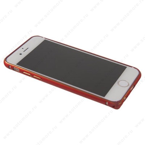 Бампер металлический для iPhone 6s/ 6 красный с золотой каемкой