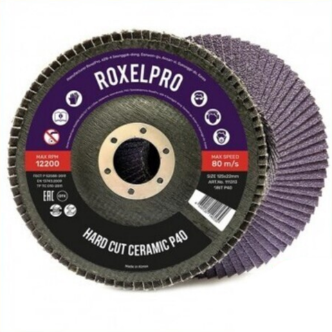 RoxelPro Лепестковый круг ROXPRO HARD CUT 125*22мм, керамика, конический Р60