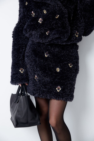 Юбка мини из искусственного меха Стелла Маккартни иссиня-черный