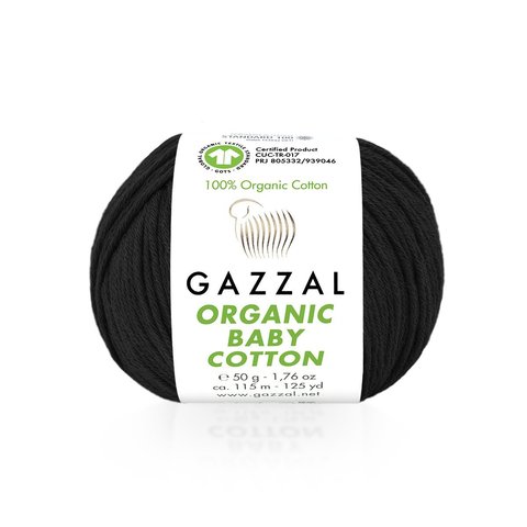 Пряжа Gazzal Organic Baby Cotton 430 черный