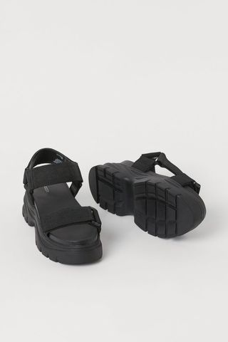 Qadın üçün qalın dabanlı qara sandal H&M