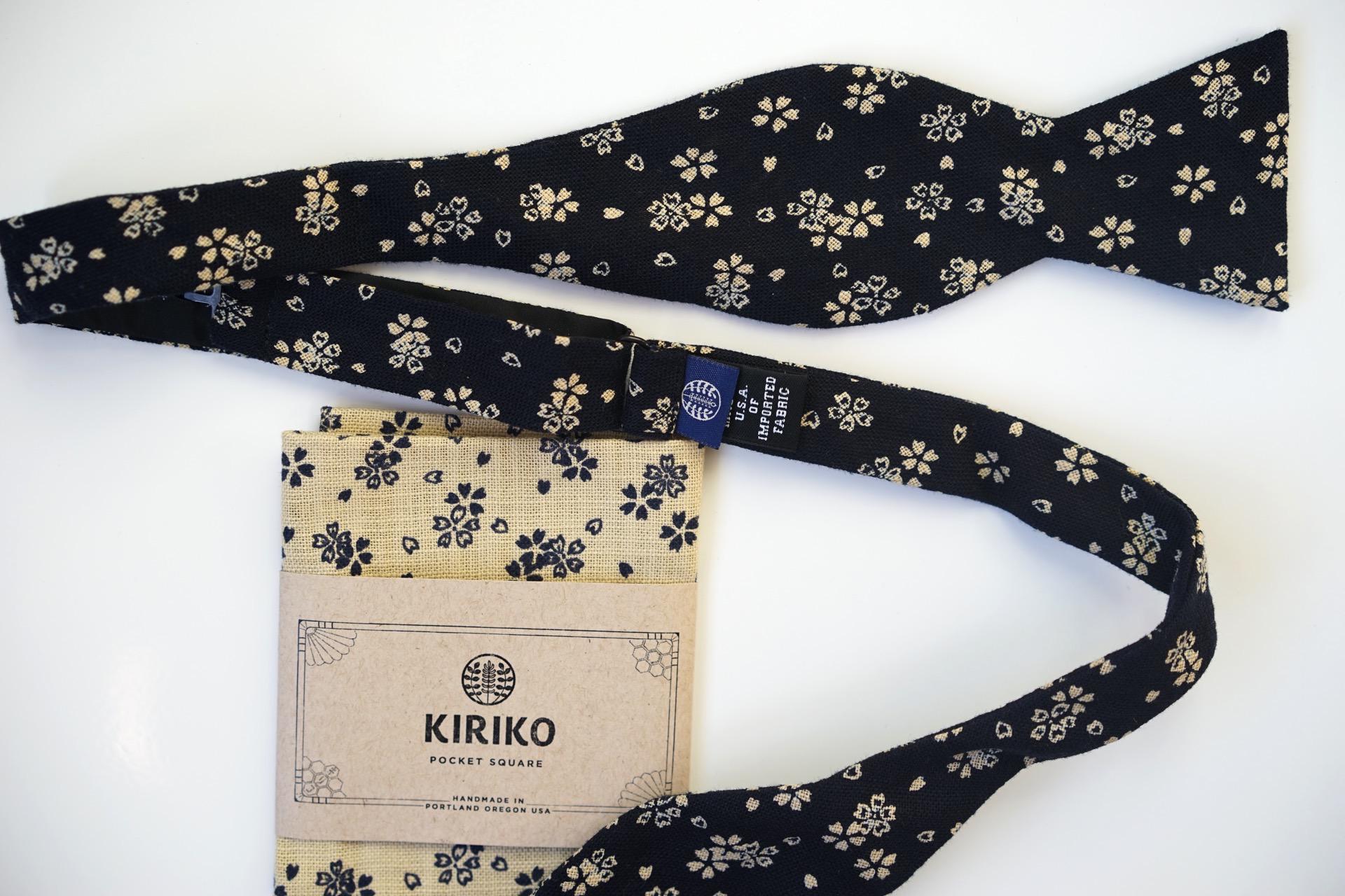 Kiriko Bow Tie Navy Sakura Floral