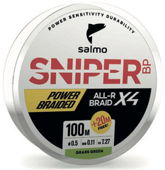 Шнур плетеный Salmo Sniper BP ALL R BRAID х4 Grass Green 120м, 0.11мм