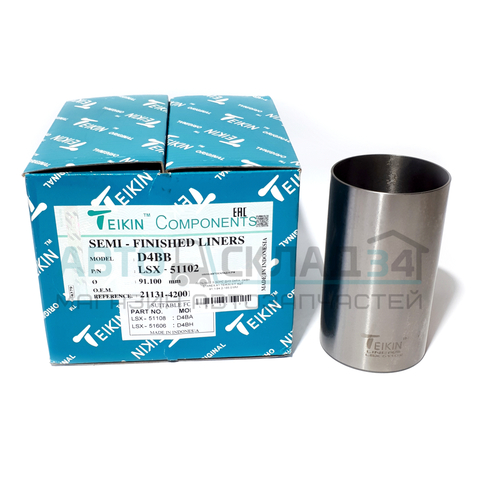 ГИЛЬЗЫ 2,5 SOHC ДИЗ D4BA, D4BH STAREX A1 TEIKIN К-Т 4ШТ 91,1-94,2-165,0 ММ БЕЗ БУРТА