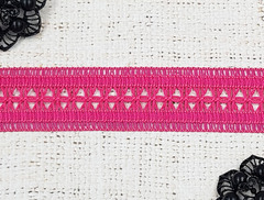 Кружево хлопковое/Тесьма вязаная, рис. 6243, ш. 3,2 см (пр-во Беларусь), фуксия