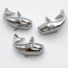 Подвеска Кит, родиевое покрытие, размер 11*7 мм, цена за 1 шт