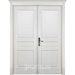 Купить Межкомнатная двустворчатая дверь массив ольхи Валенсия белая эмаль глухая
