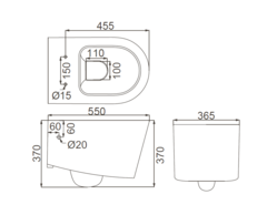 RE1100R Унитаз Rennes подвесной, безободковый с креплениями HDC527WH c сиденьем