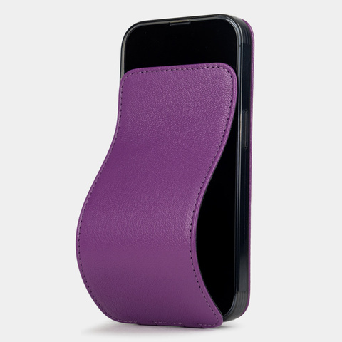 Чехол для iPhone 15 Pro из кожи козы, фиалкового цвета