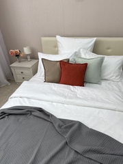 Плед-покрывало "Косичка", хлопок, Турция, темно-серый