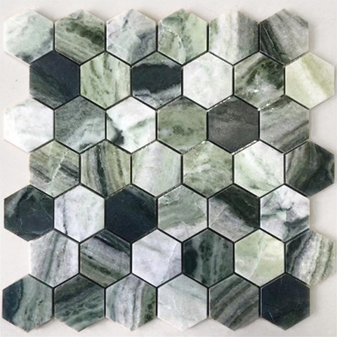 Мозаика Pietrine Hexagonal - Onice verde oliva полированная 29,2x29,8х0,7 см (чип 23х40х7 мм)