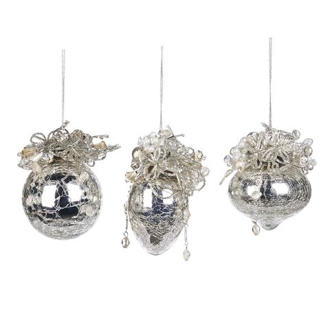 Набор фигурных украшений на елку 3шт 9см Goodwill серебряные