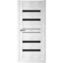 Купить Межкомнатная дверь экошпон Дрезден бетон светлый стекло черное