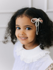 Заколка с жемчужным бантиком, Пудровый