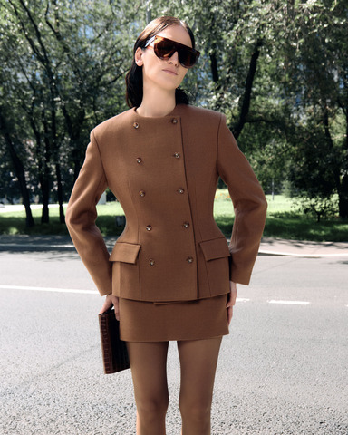 Юбка мини из шерсти корица