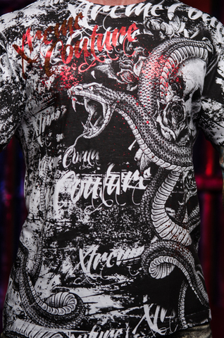 Xtreme Couture | Футболка мужская BLACKTOOTH WHITE X788 от Affliction принт спереди змея
