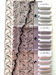 Вышивка на сетке розовая/черная 23 см