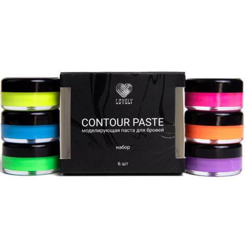 Набор Lovely CONTOUR PASTE моделирующая паста для бровей цветная, 6 шт