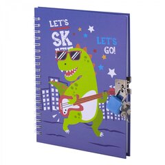 
          Блокнот 13,0 см * 18,0 см , гребень, Alingar, ламинация, замочек, 50 л., клетка, "Дино", ассорти