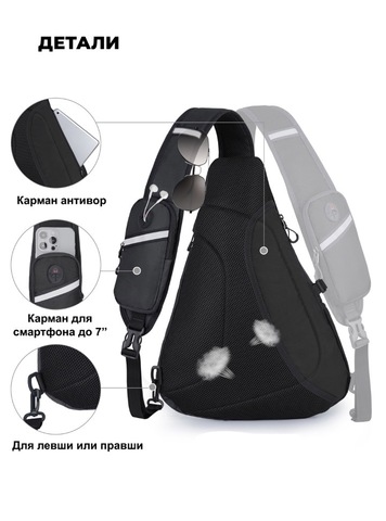 Картинка рюкзак однолямочный Nevo Rhino 9070 Black - 5