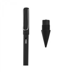 
          Карандаш вечный ч/г Alingar, пластик, с ластиком, круглый, заточенный, корпус черный, в комплекте запасной стержень, пакет с европодвесом